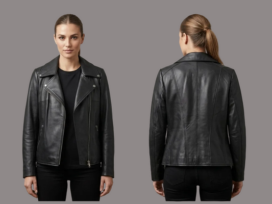 Women’s Premium Leather Moto Jacket - Handcrafted Style