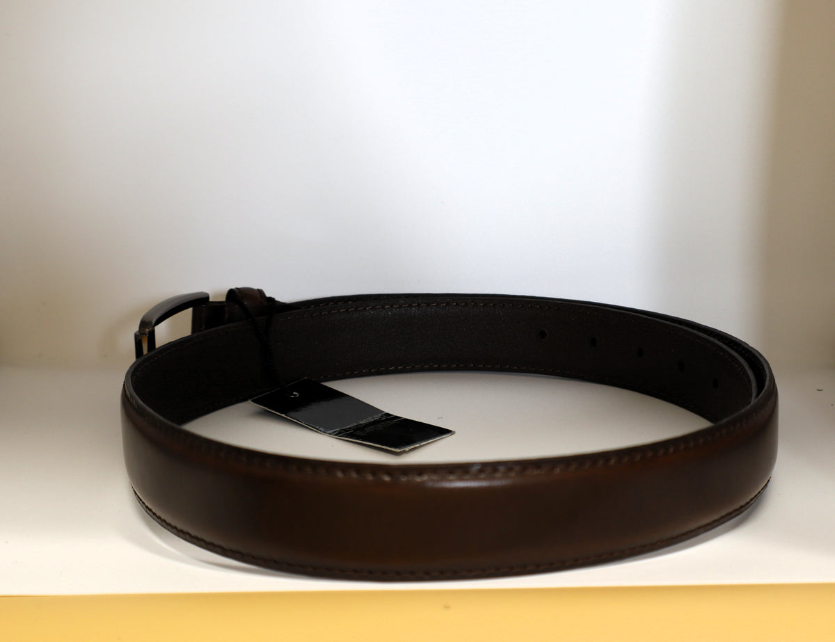 men chestnut brown leather belt