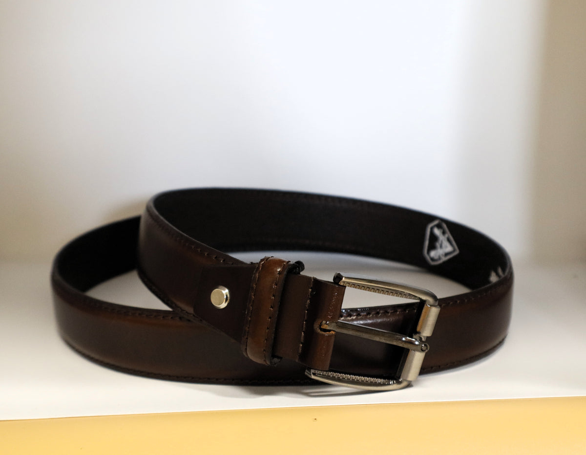 men chestnut brown leather belt