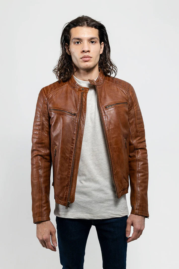 Zack Jacket Zack- Men Brown Leather Jacket – Sunset Leather