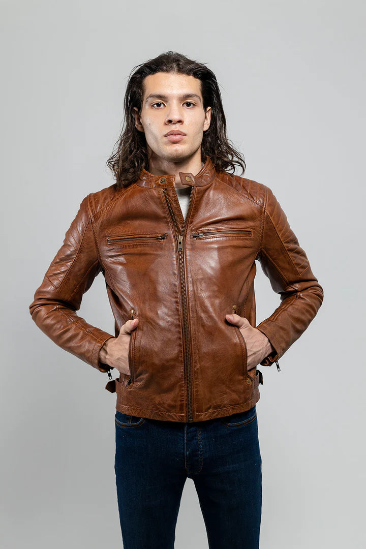Zack Jacket Zack- Men Brown Leather Jacket – Sunset Leather