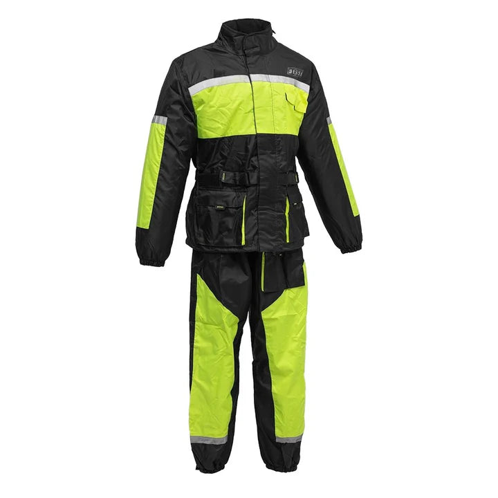 MEN'S BLACK RAIN SUIT HIGH VISIBILITY
