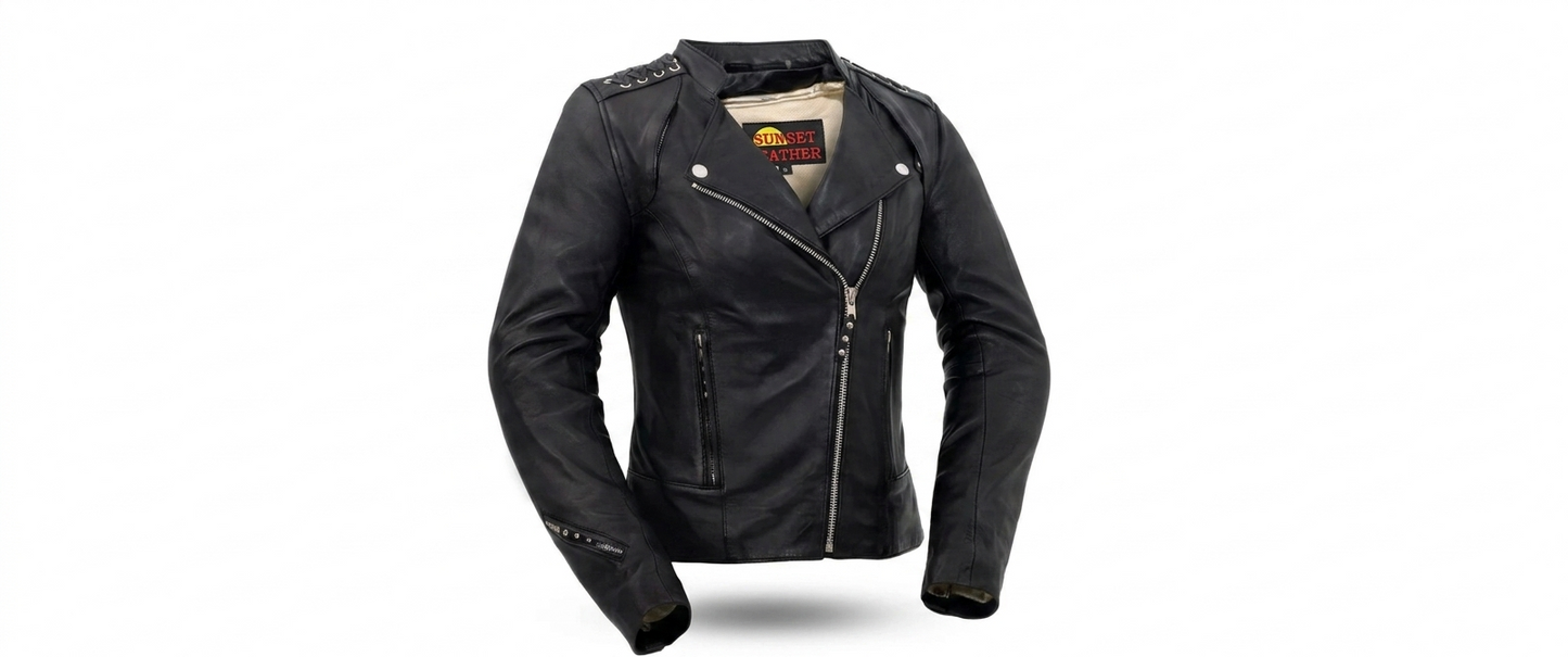Black Widow  Ladies Motorcycle Leather Jacket