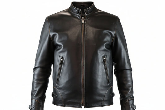 Men antic edge  black leather jacket