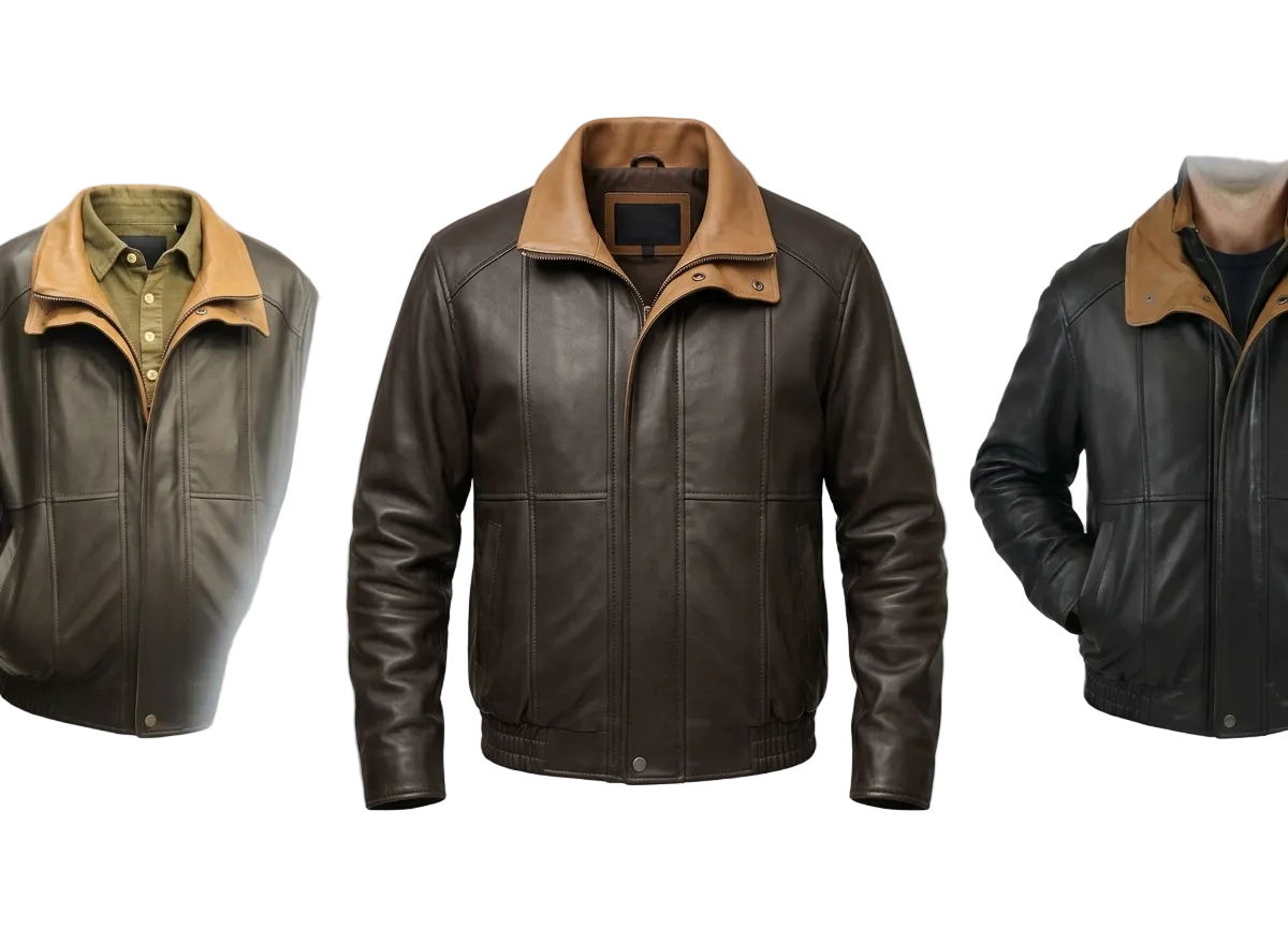 Men's Double Collar Leather Jacket | Motorcycle Riding Jacket