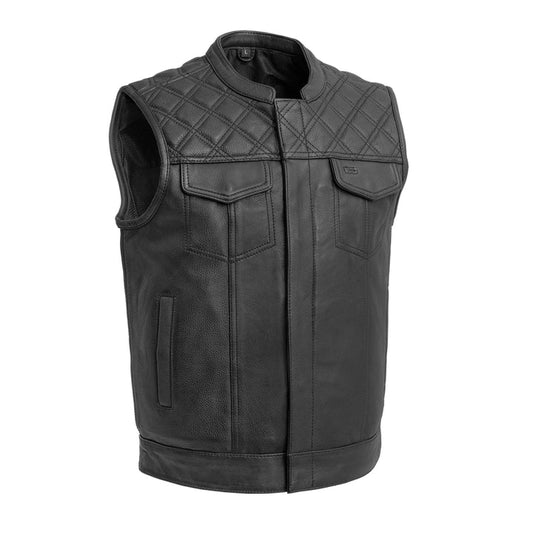 Downside Men's Motorcycle Leather Vest Black