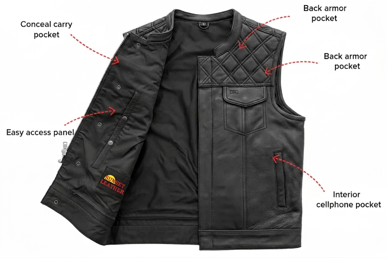 The Roadmaster Men's Motorcycle Leather Vest