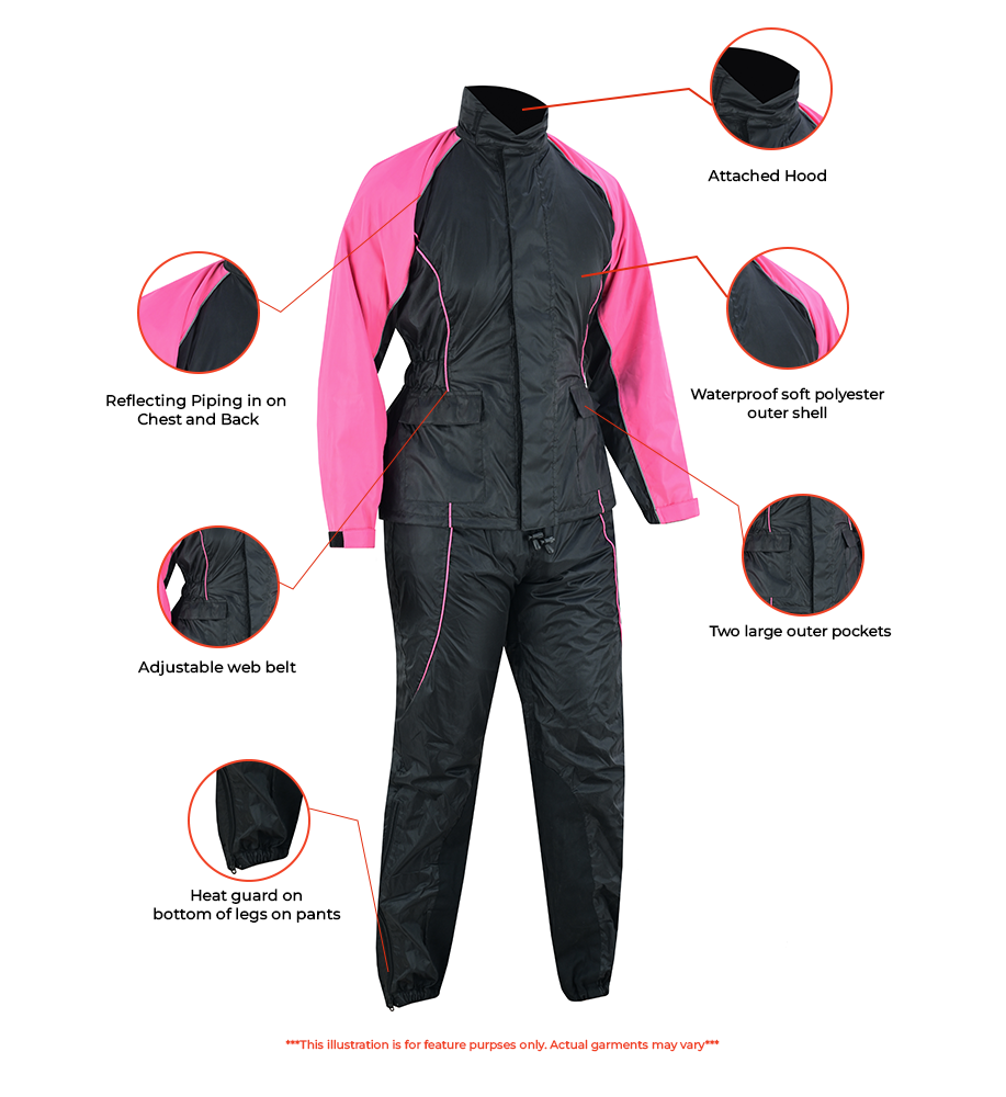 Women's  Motorcycle Rain Gear Suit hot pink