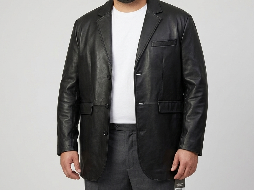 Big and Tall Men Leather Blazer