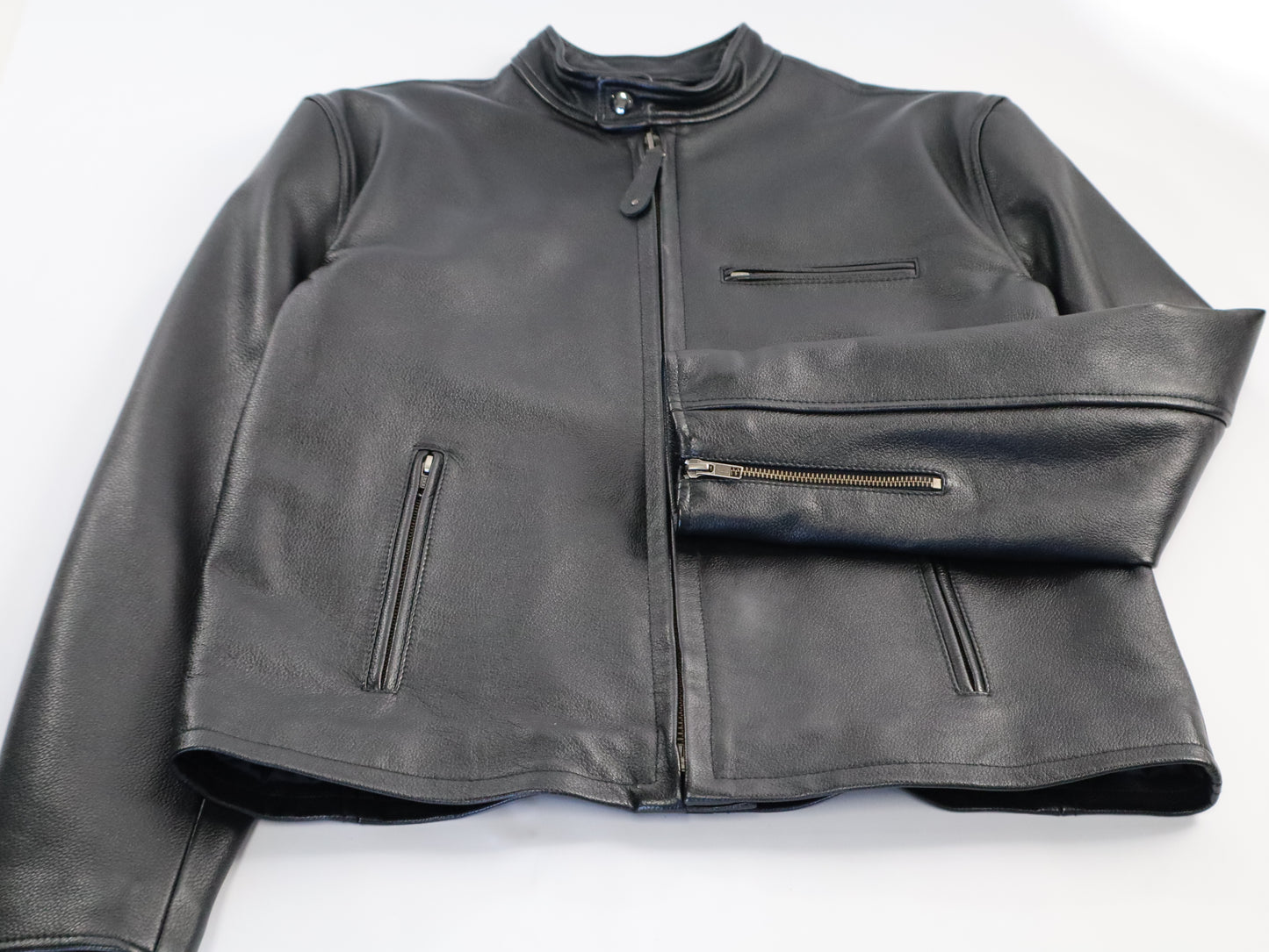 Mens Cafe Racer Black Leather jacket