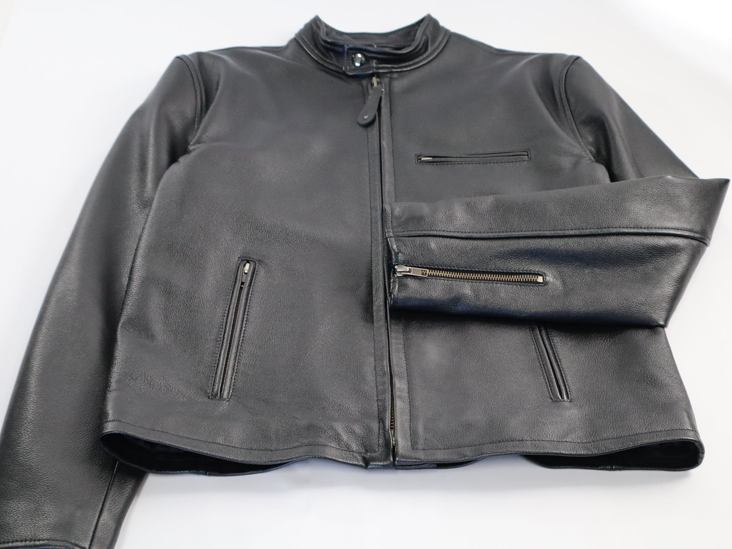 Mens Cafe Racer Black Leather jacket