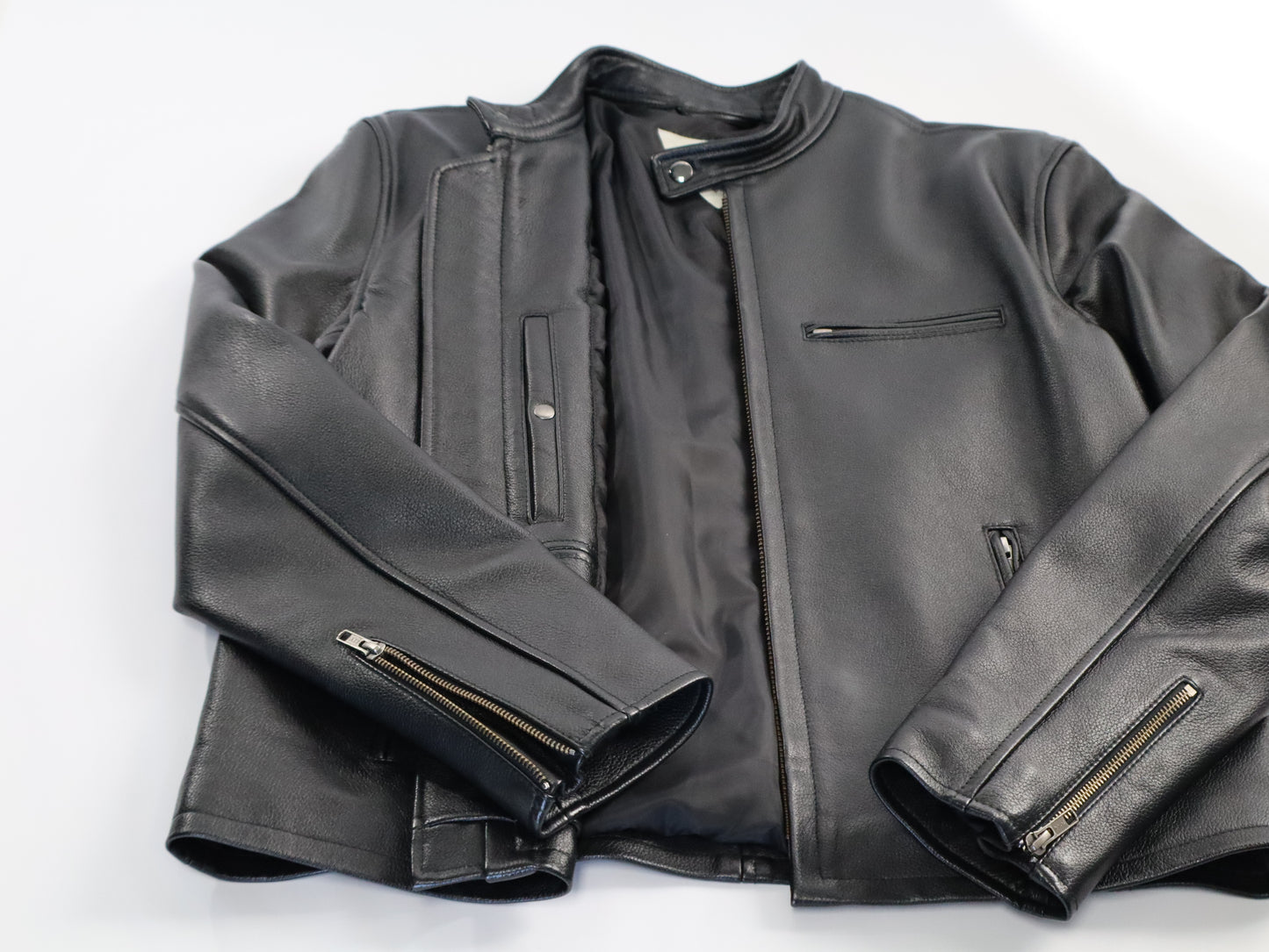 Mens Cafe Racer Black Leather jacket