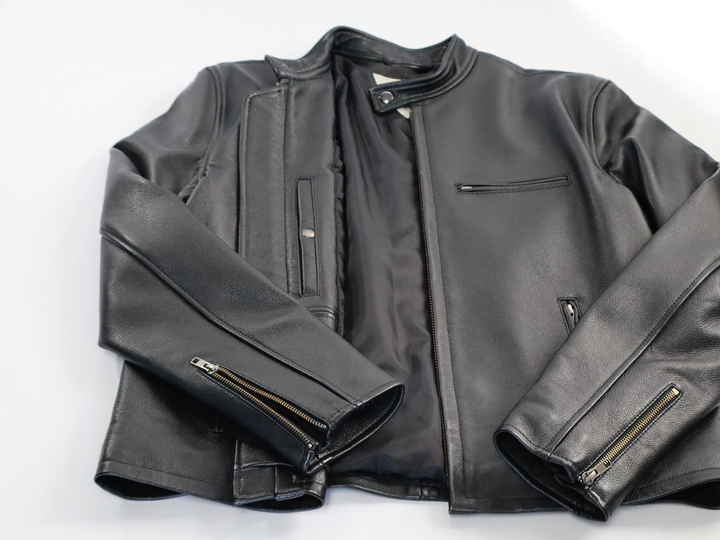 Mens Cafe Racer Black Leather jacket