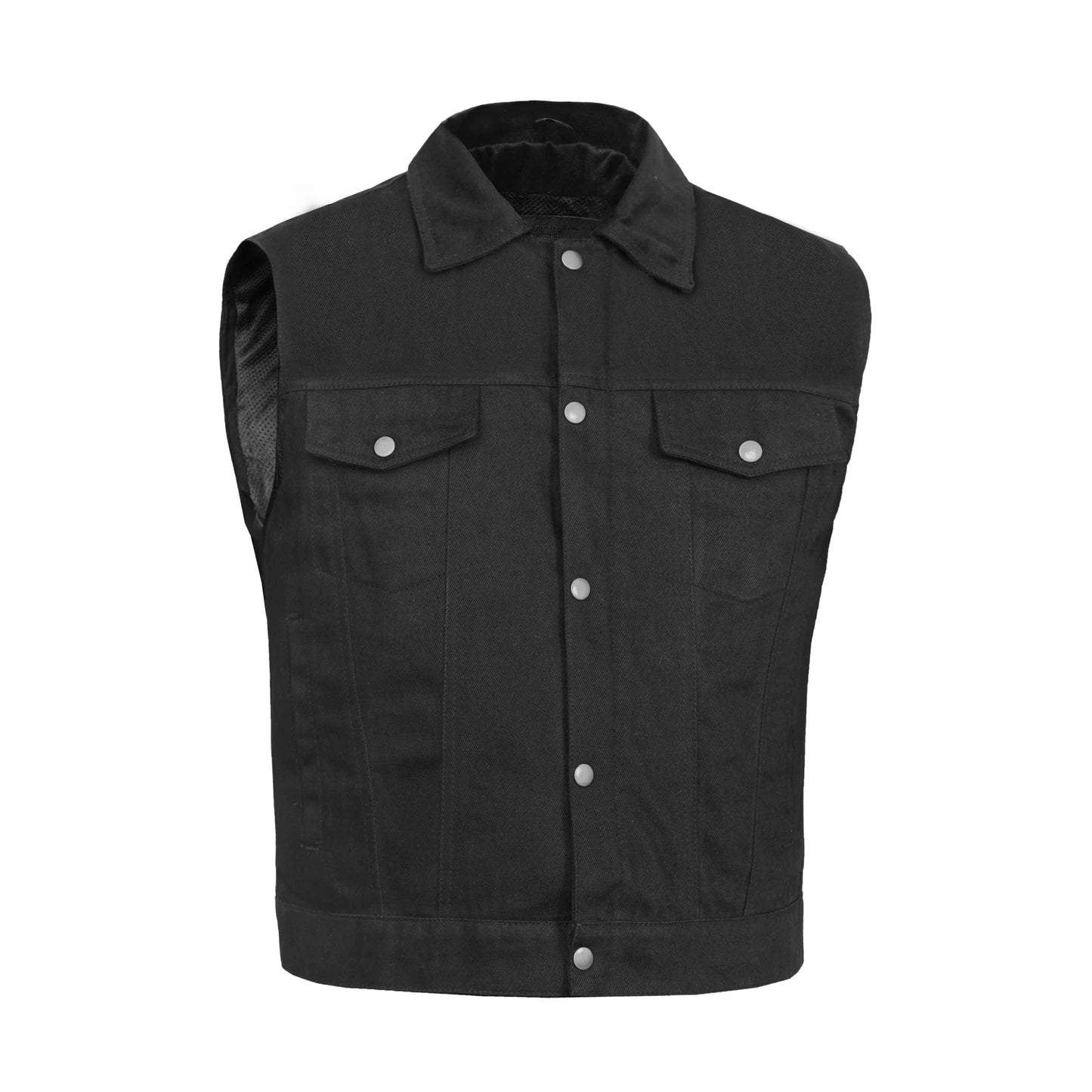 Classic Snap Front Denim Vest with Zip-Front
