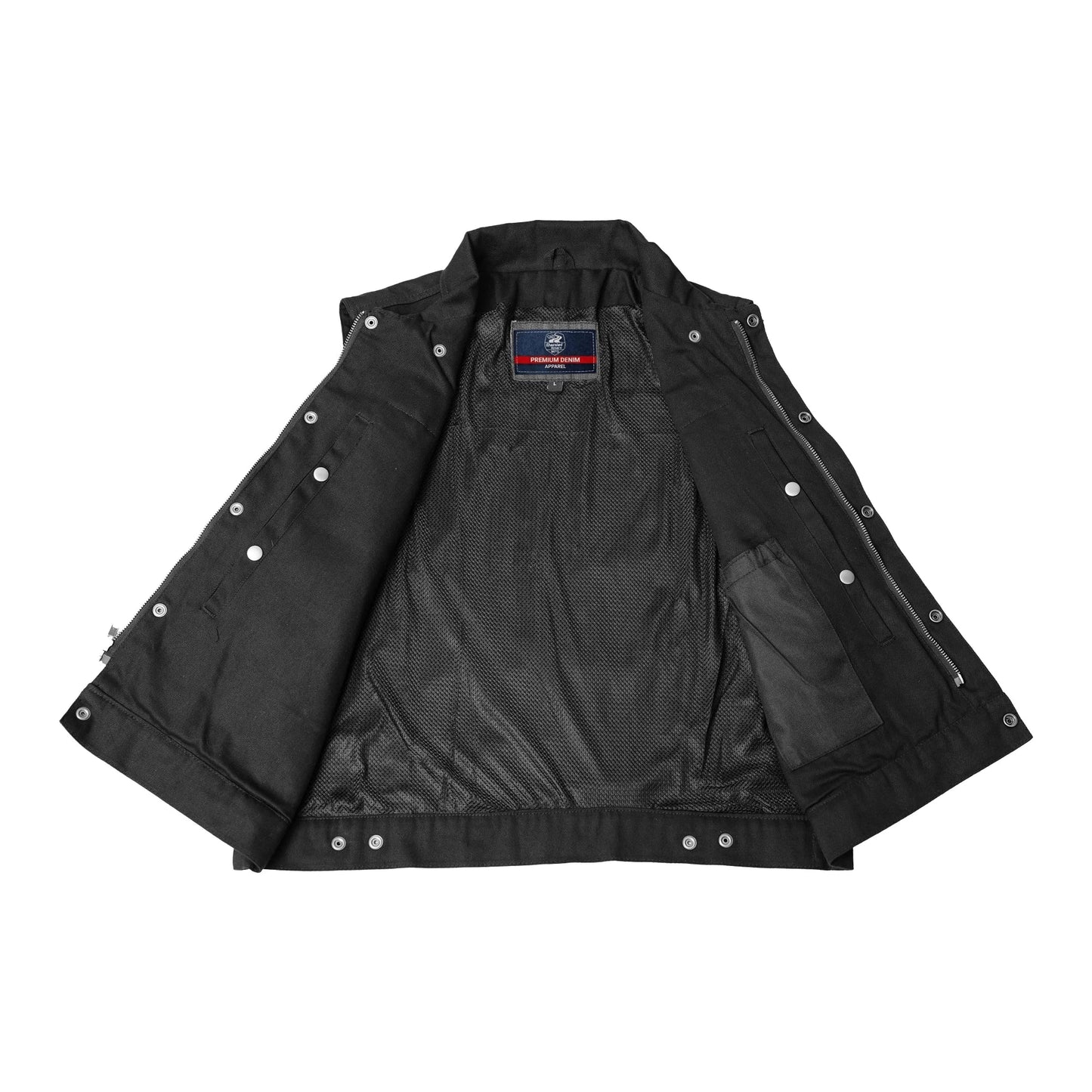 Classic Snap Front Denim Vest with Zip-Front