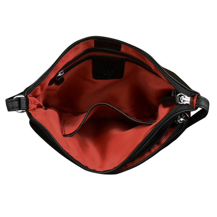 DOUBLE ZIP CROSSBODY BAG - BLACK