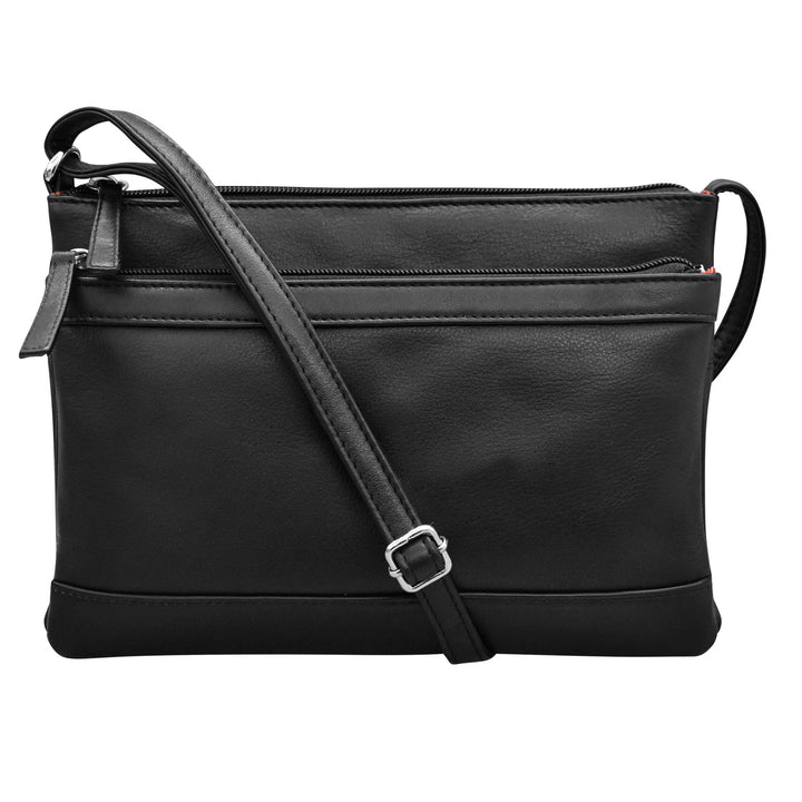 DOUBLE ZIP CROSSBODY BAG - BLACK