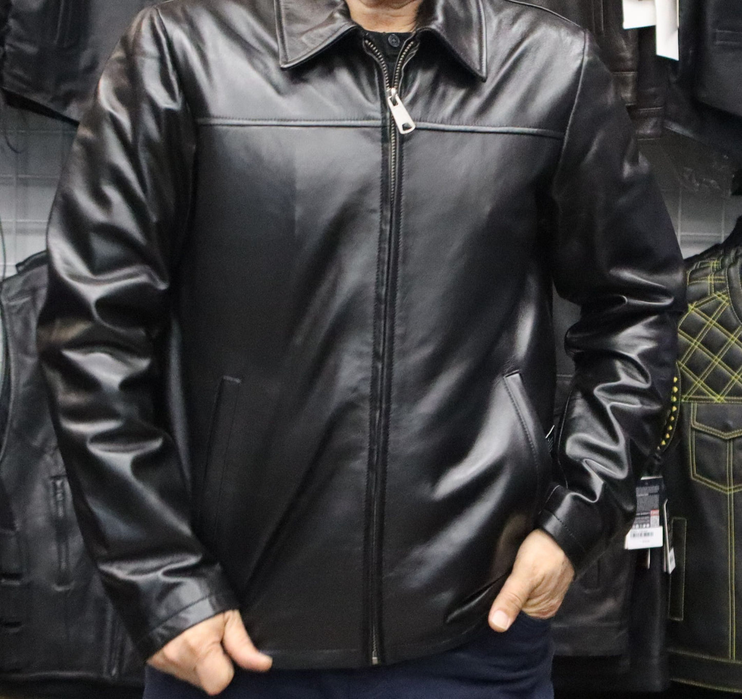 Men Shirt collar Classic Hip Lenght Jacket
