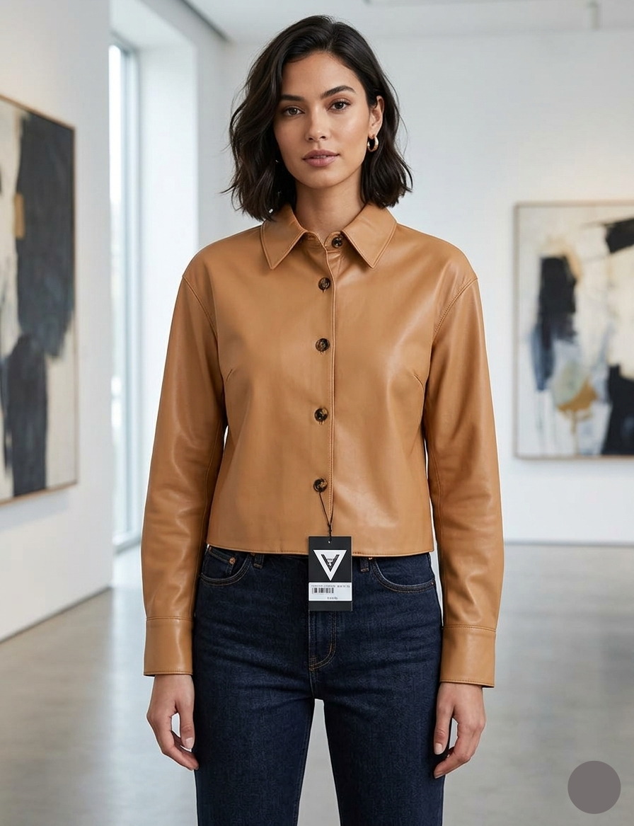 Women Leather Buttonup Shirt/Jacket