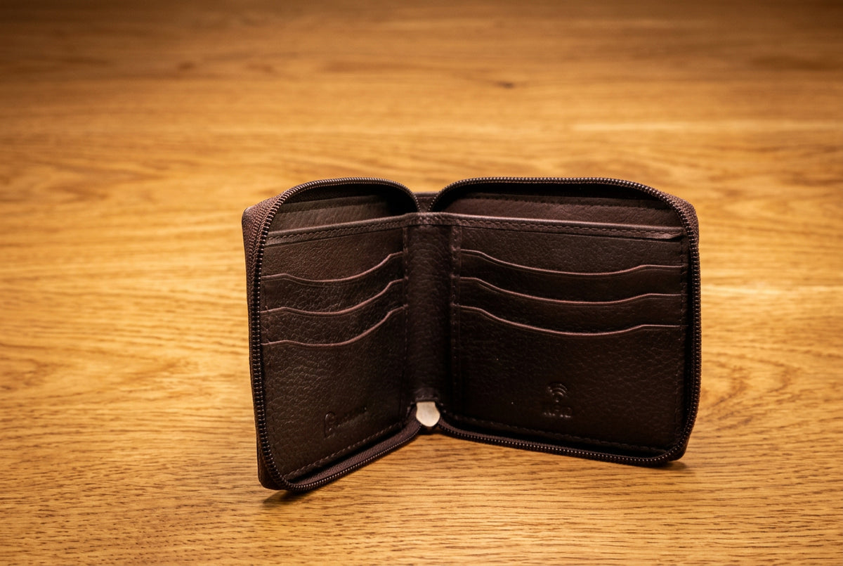 men wallet with zipper aroud