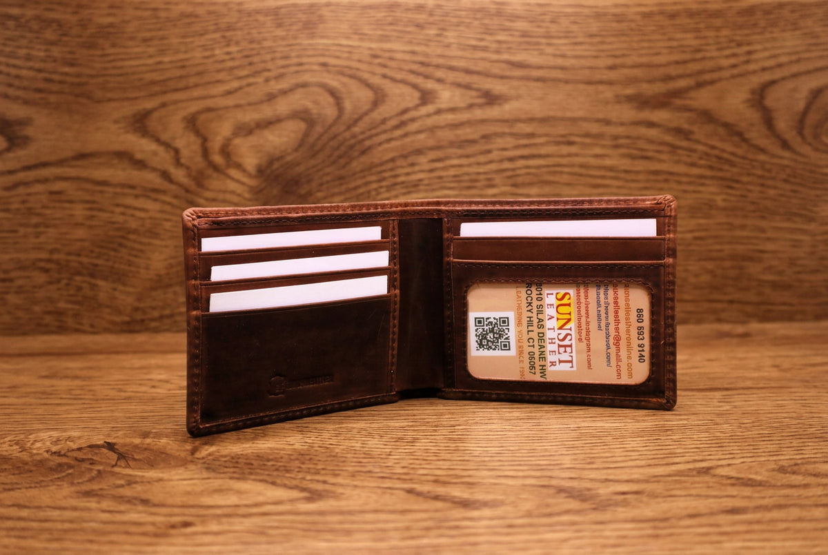 disrress leather wallet