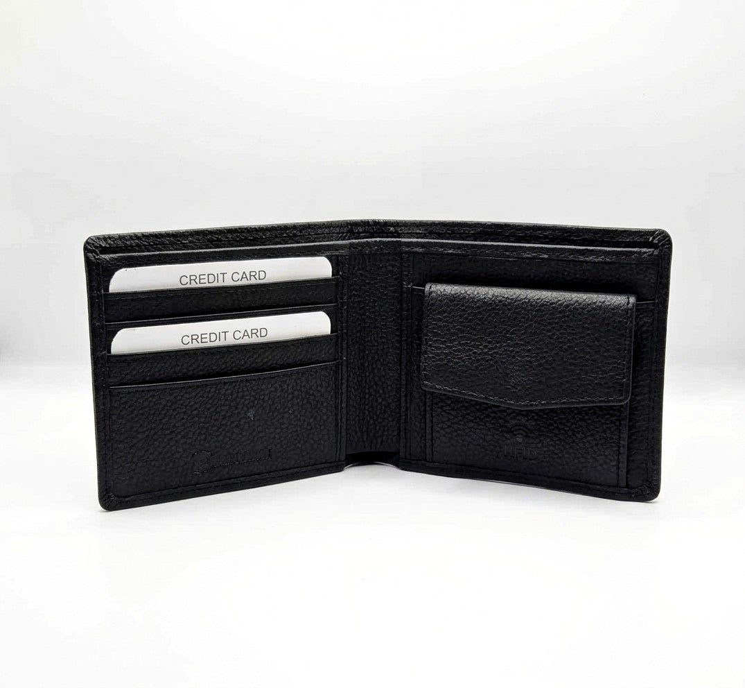 Men leather wallet with coin pocket