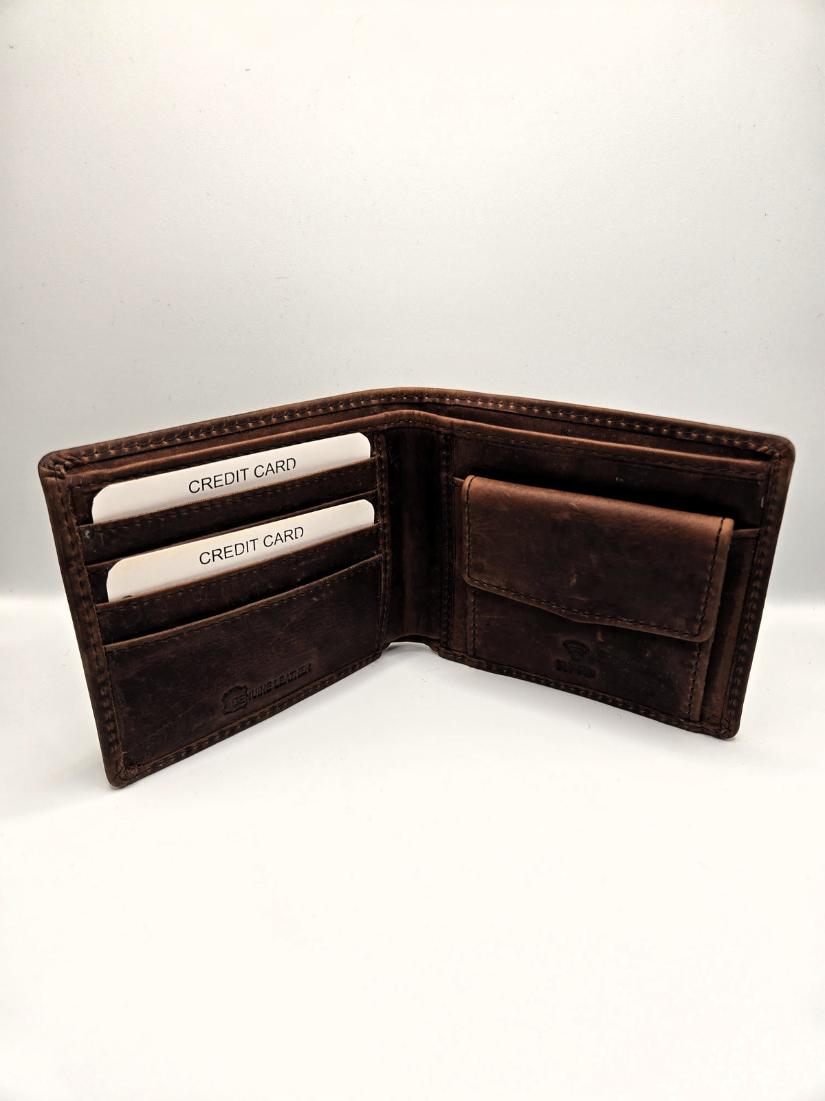 Men leather wallet with coin pocket